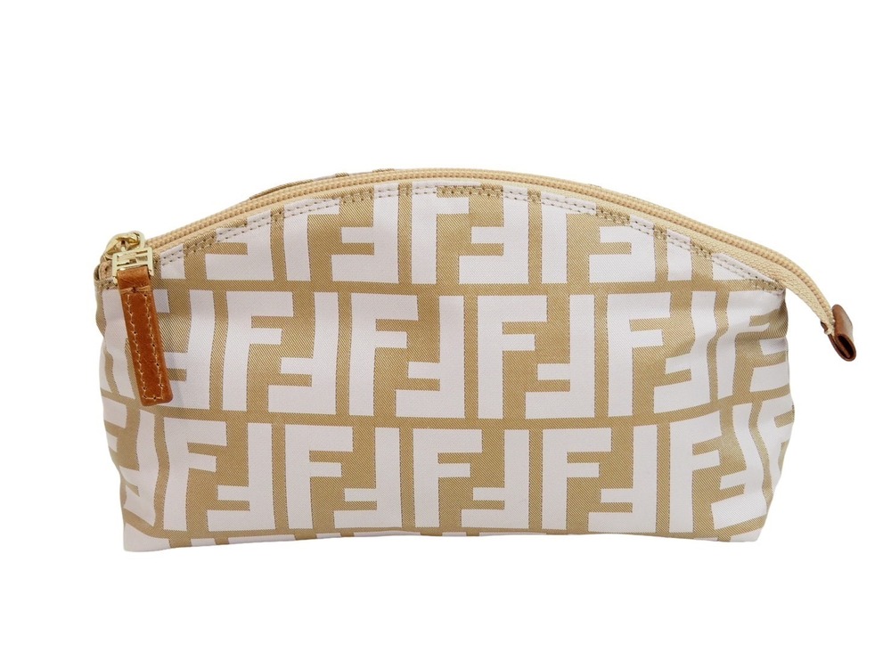 Fendi Pouch Clutch cosmetic FF beige pink